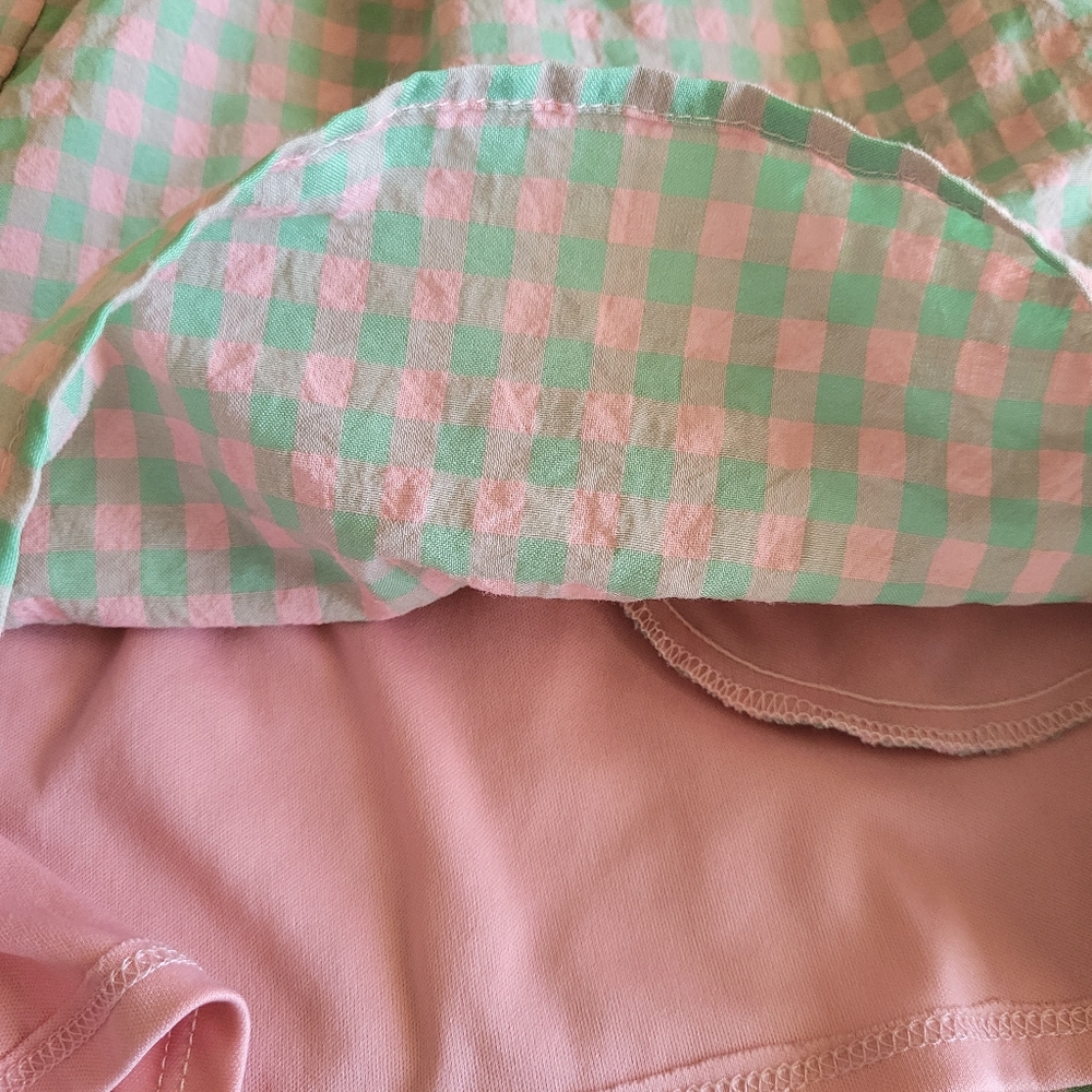 one clothing Pink and Green Gingham Tie-Shoulder Romper - Picture 12 of 14